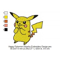 Happy Pokemon Pikachu Embroidery Design